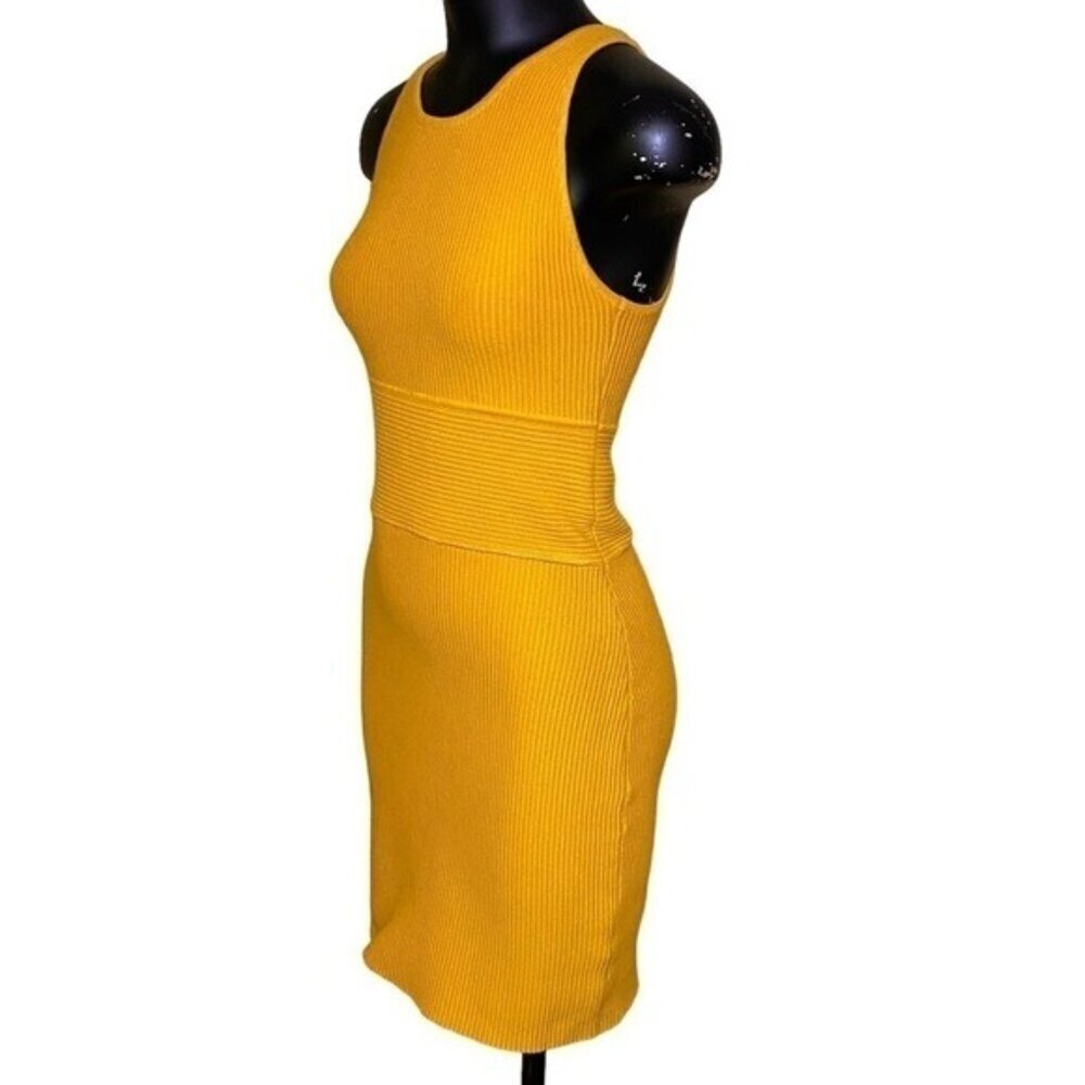 NEW House of Harlow Yellow Rib-knit Body-con Dress Size Small - Picture 3 of 7